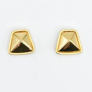 Givenchy 80s Runway Asymmetrical Chunky Earrings in Gold Plate
